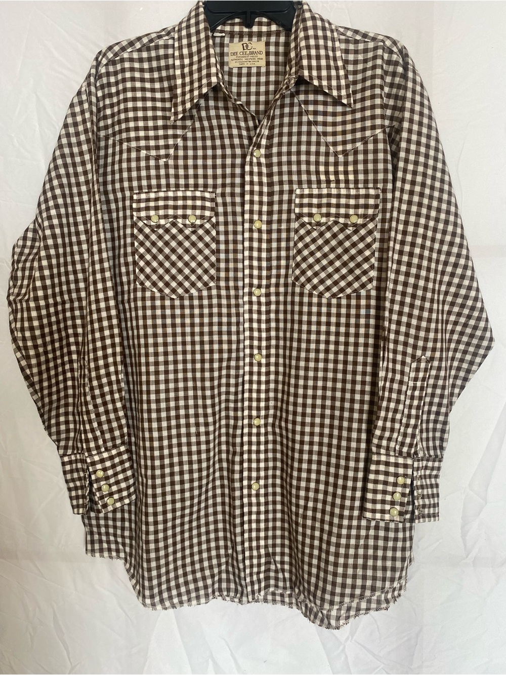 Western Brown & White Gingham Casual Pear Snap Button-Down Shirt